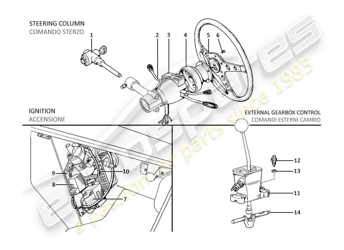 un schéma de pièces du catalogue de pièces Ferrari 246 Dino (1975)