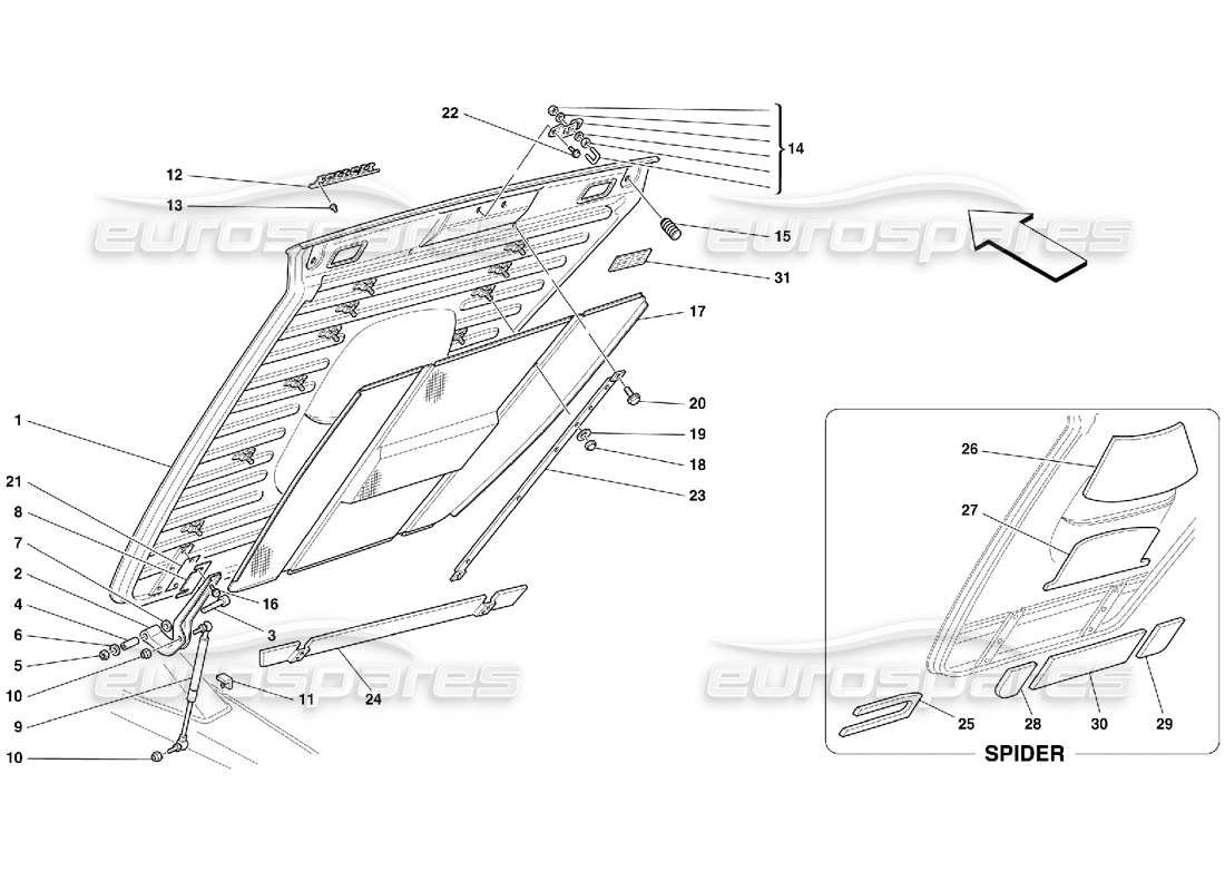 un schéma de pièces du catalogue de pièces ferrari 355 (5.2 motronic)