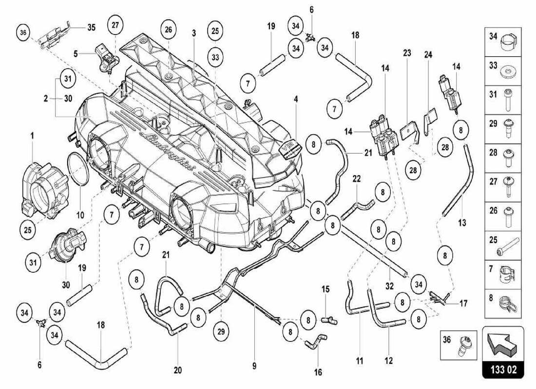 schéma de pièce contenant le numéro de pièce 07m133433m