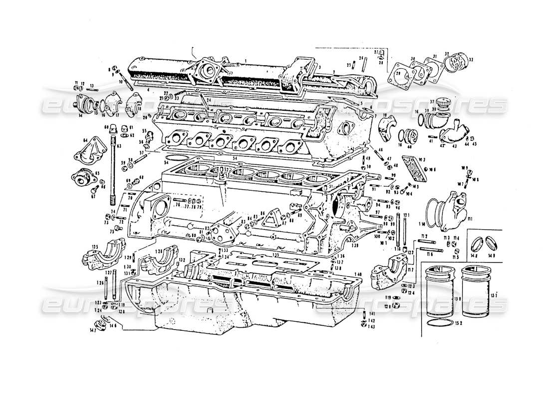un schéma de pièces du catalogue de pièces maserati 3500 gt