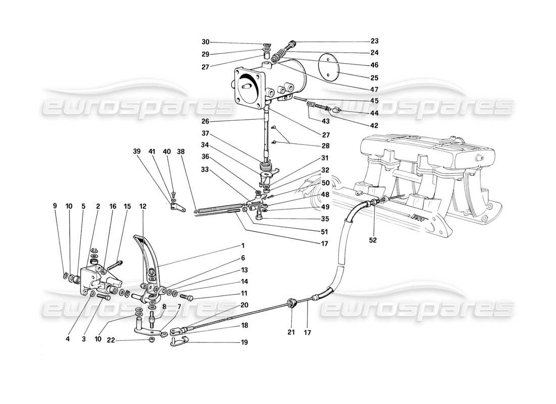 un schéma de pièces du catalogue de pièces Ferrari 308 (1981) GTBi/GTSi