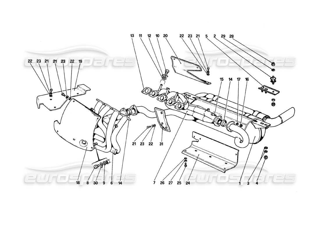 un schéma de pièces du catalogue de pièces ferrari 308 gtb (1980)