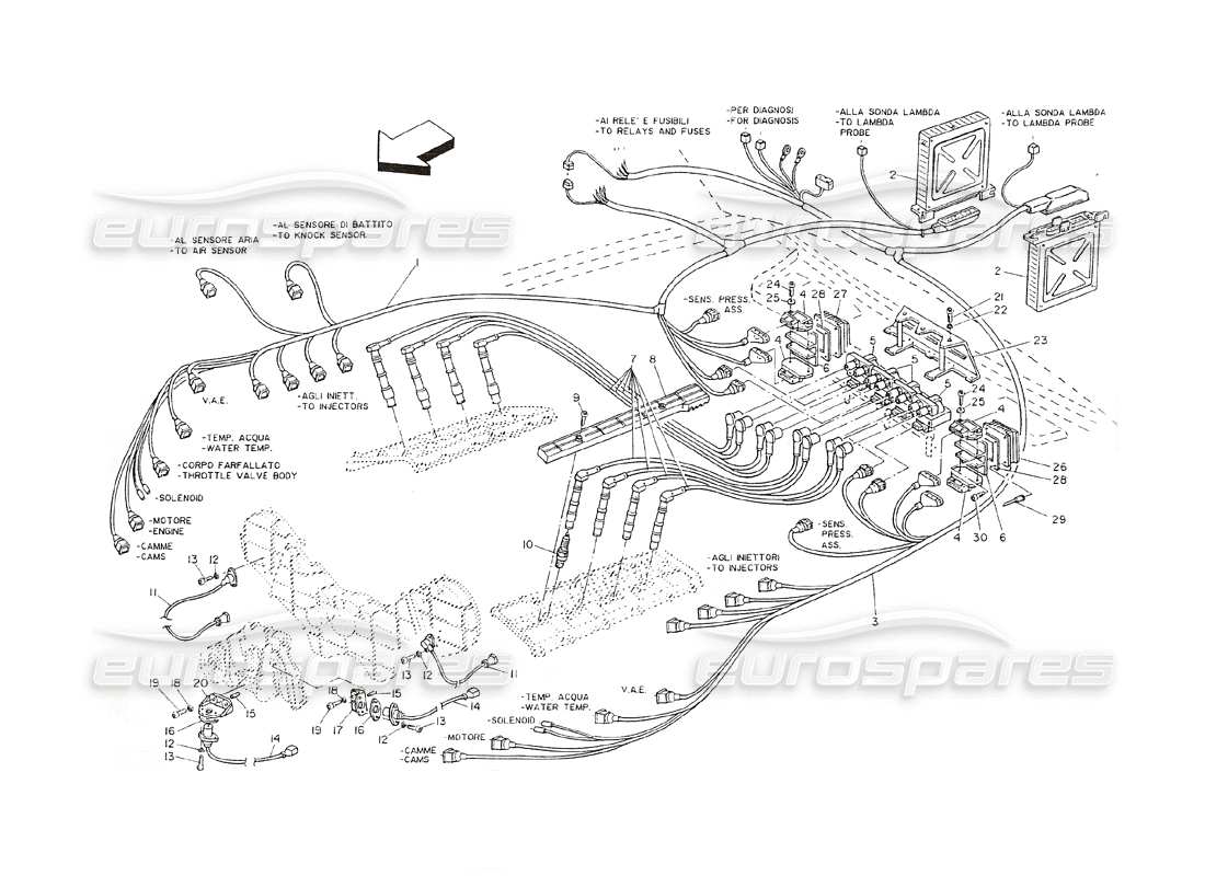 un schéma de pièces du catalogue de pièces maserati shamal