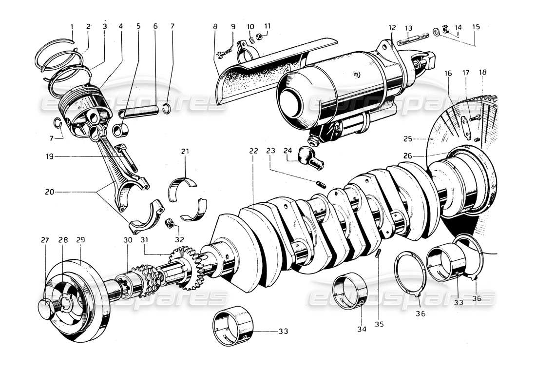 un schéma de pièces du catalogue de pièces ferrari 275 gtb/gts 2 cam