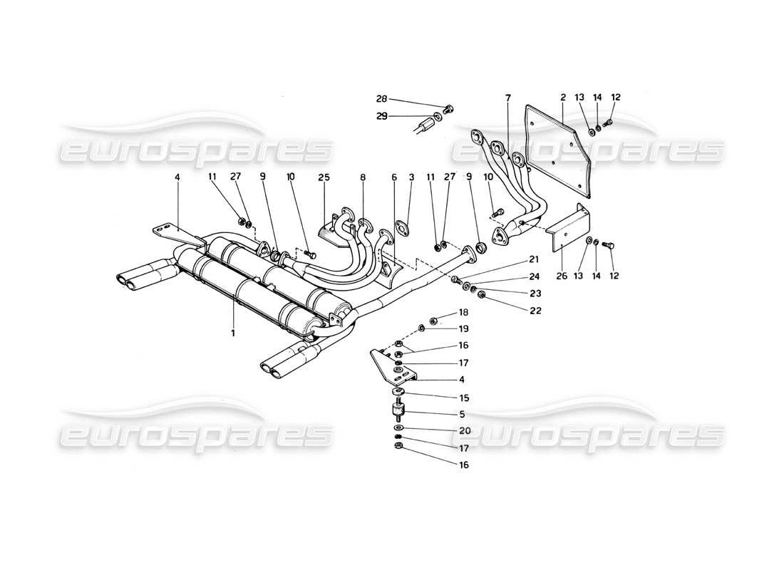 un schéma de pièces du catalogue de pièces ferrari 246 dino (1975)