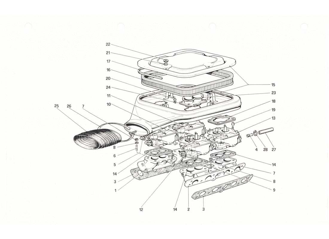 un schéma de pièces du catalogue de pièces ferrari 208 gtb gts