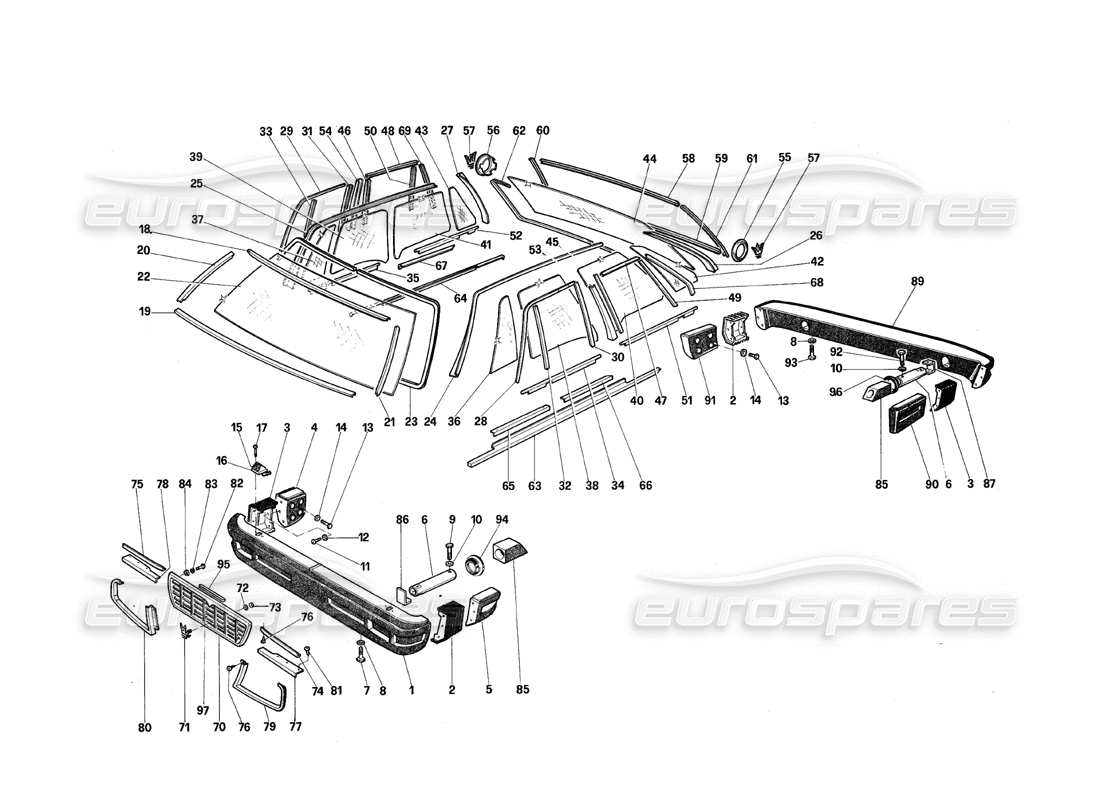 un schéma de pièces du catalogue de pièces maserati qtp.v8 4.9 (s3) 1979