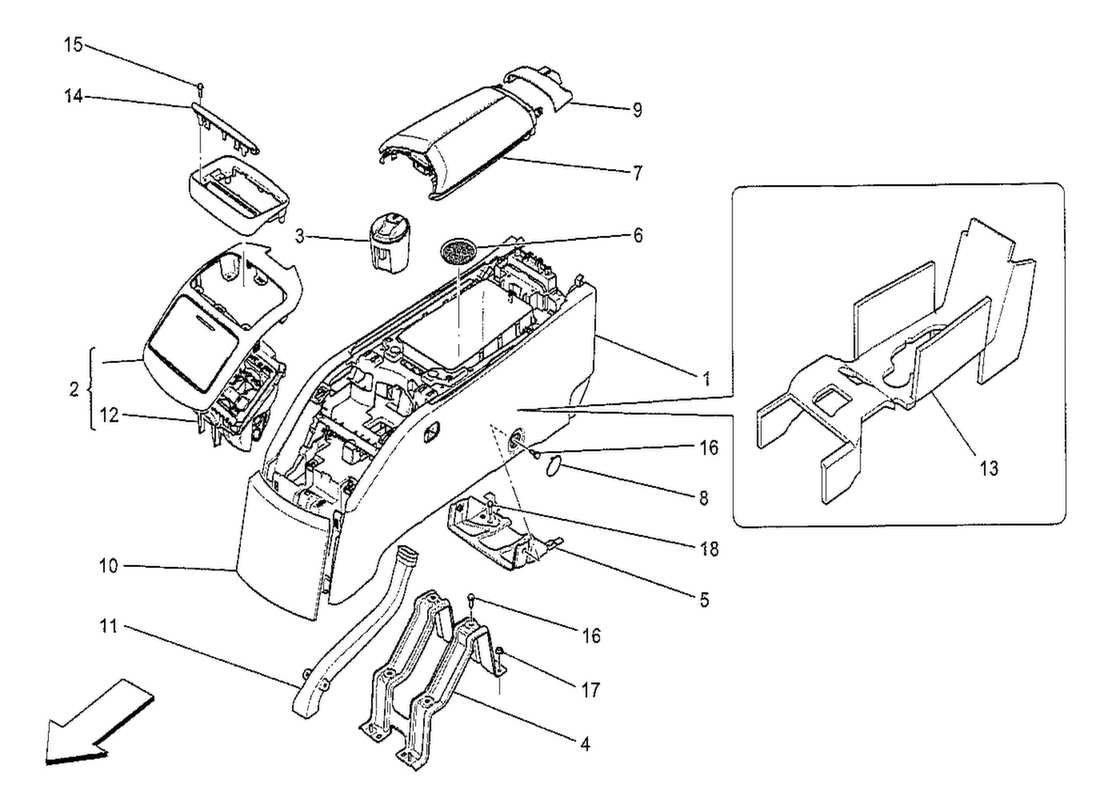 maserati qtp. v8 3.8 530bhp 2014 diagramme des pièces des boîtes à gants