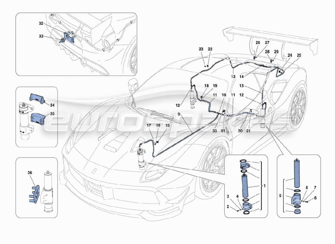 ferrari 488 challenge système de levage schéma des pièces