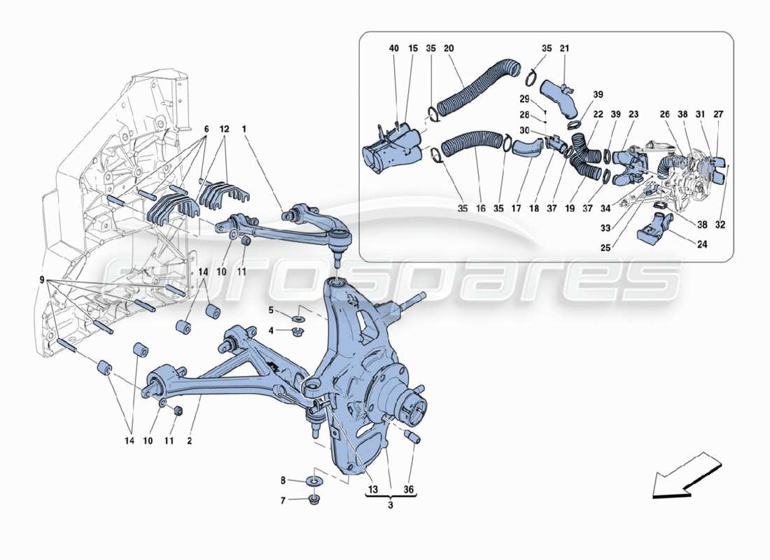 ferrari 488 challenge suspension avant schéma des pièces