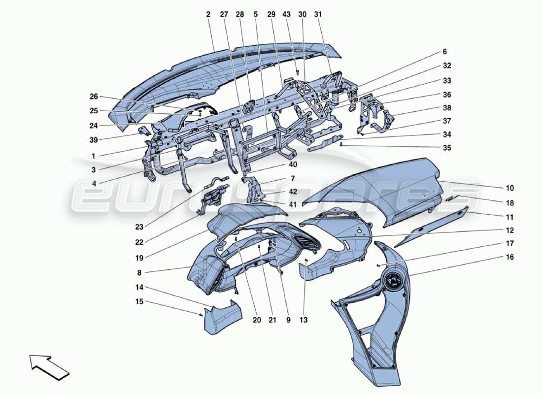 ferrari 488 challenge diagramme des pièces du tableau de bord