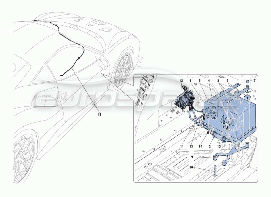 ferrari 488 challenge diagramme des pièces de la batterie