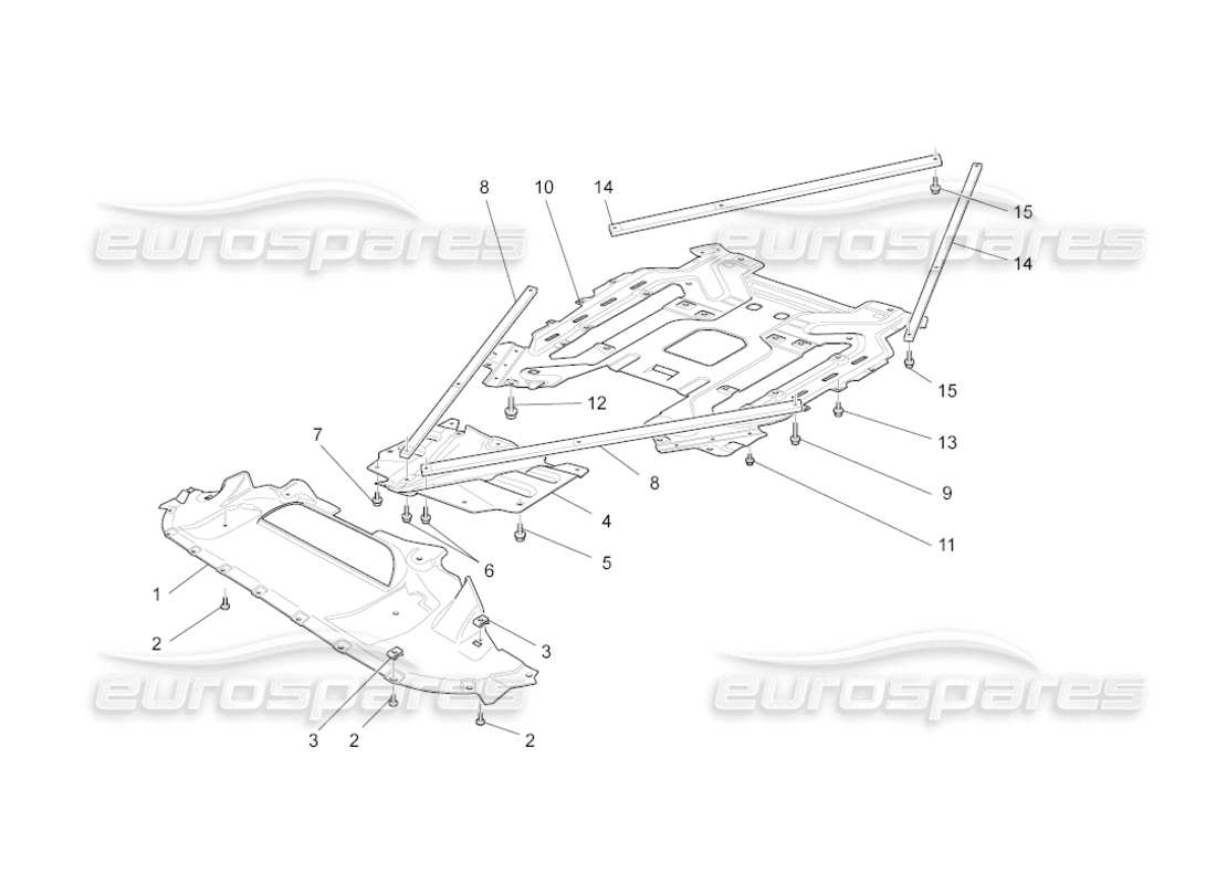 maserati grancabrio (2010) 4.7 protection sous-casse et sous-plancher schéma des pièces
