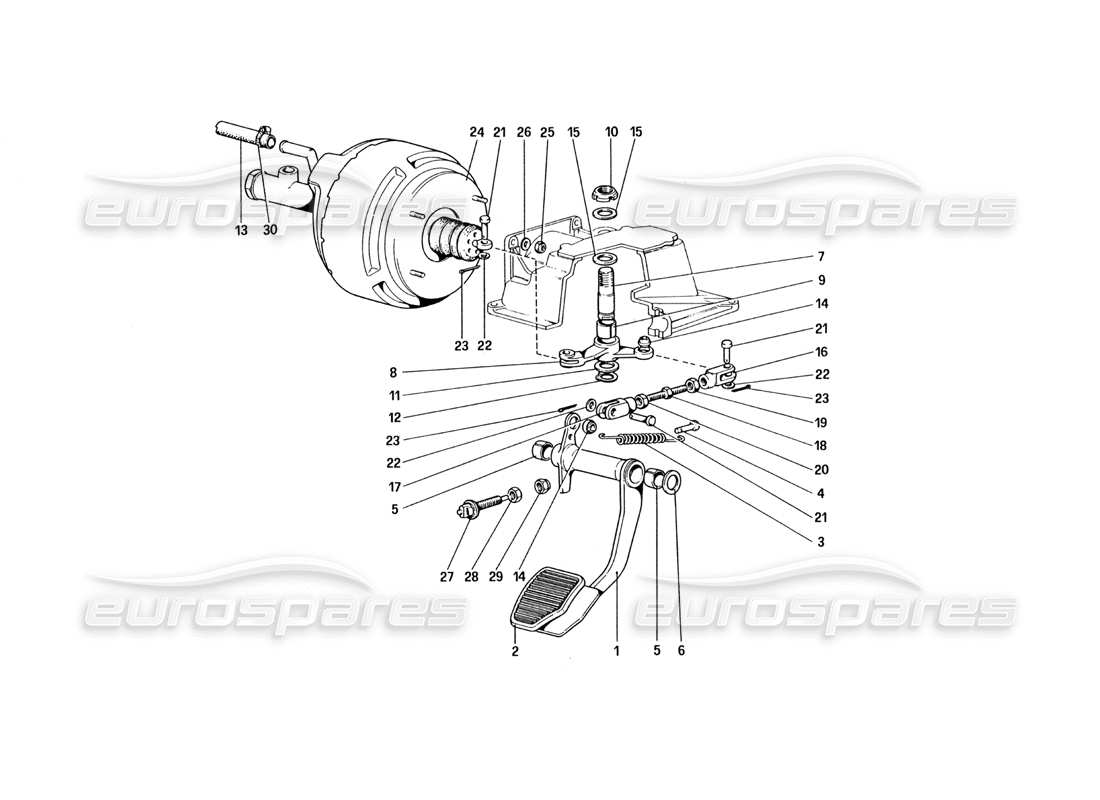 ferrari 328 (1985) schéma des pièces du système hydraulique de freinage (variantes pour la version rhd)