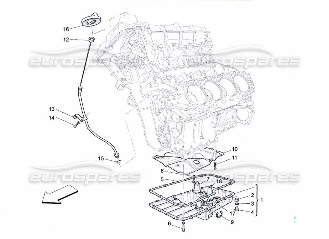 maserati qtp. (2010) 4.7 système de lubrification : schéma des circuits et des pièces de collecte