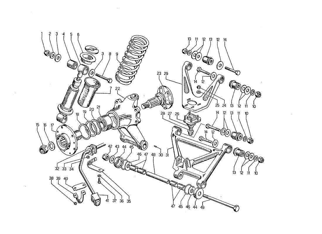 lamborghini jarama suspension arrière schéma des pièces
