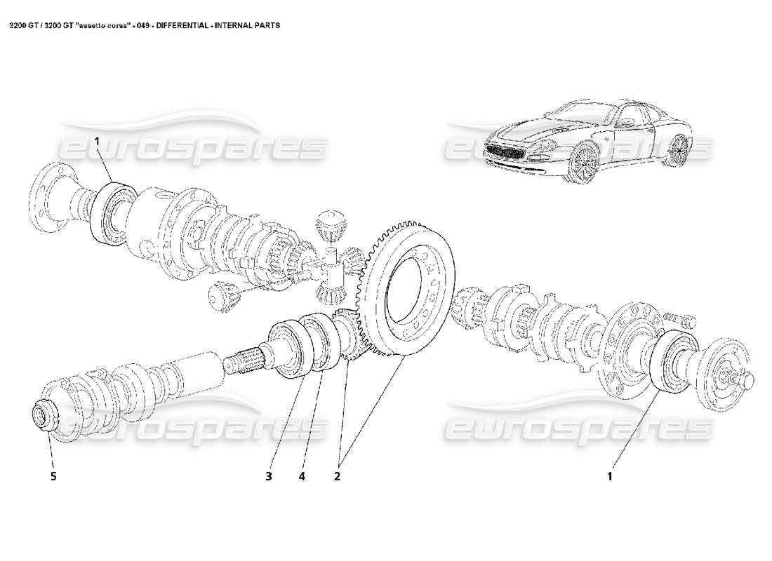 maserati 3200 gt/gta/assetto corsa différentiel : diagramme des pièces des pièces internes