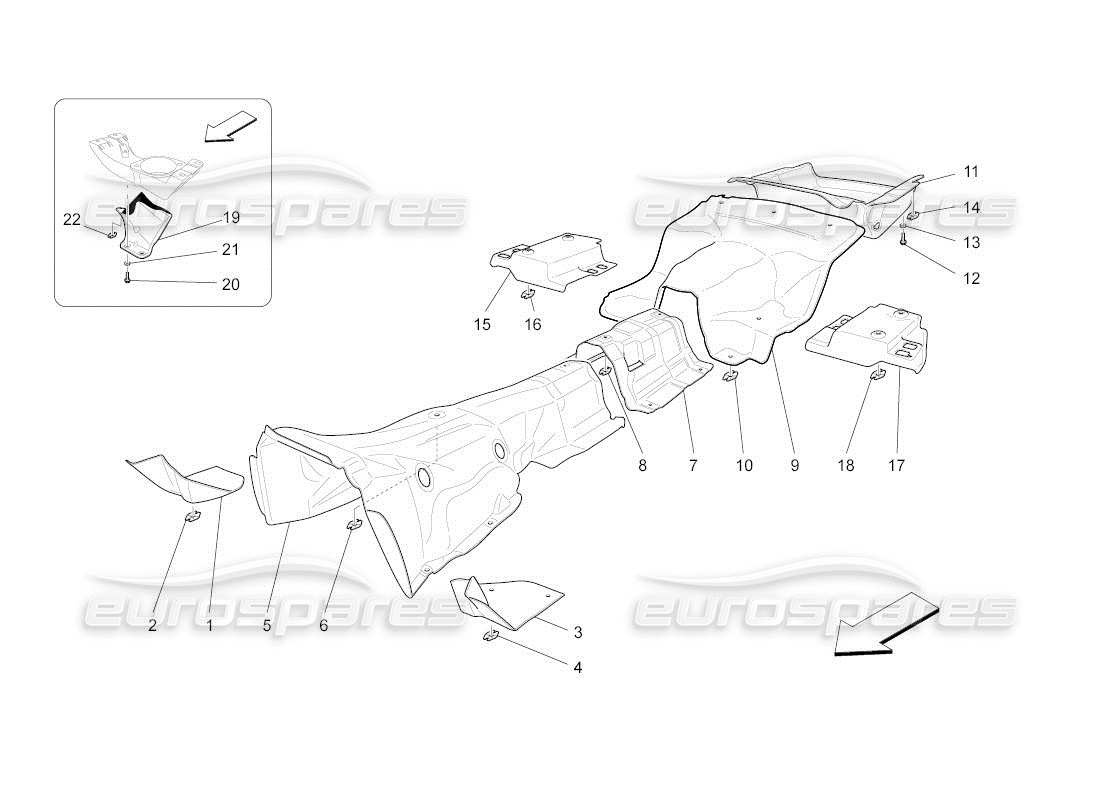 maserati qtp. (2011) 4.2 auto panneaux d'isolation thermique à l'intérieur du schéma des pièces du véhicule