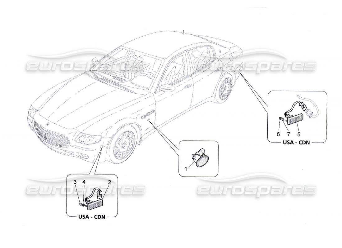 maserati qtp. (2010) 4.7 diagramme des pièces des groupes de feux latéraux