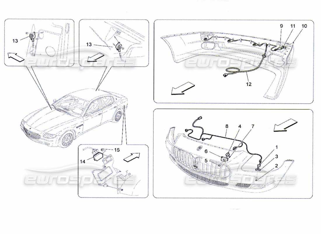 maserati qtp. (2010) 4.7 capteurs de stationnement schéma des pièces