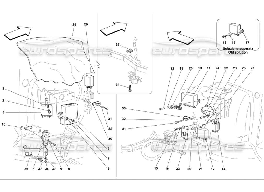 ferrari 360 modena schéma des pièces des postes de commande de l'habitacle avant
