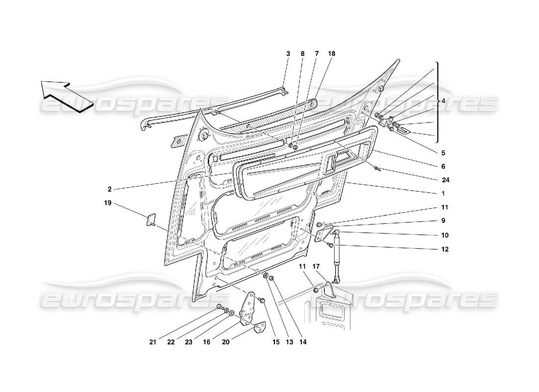 ferrari 355 (5.2 motronic) capot avant schéma des pièces
