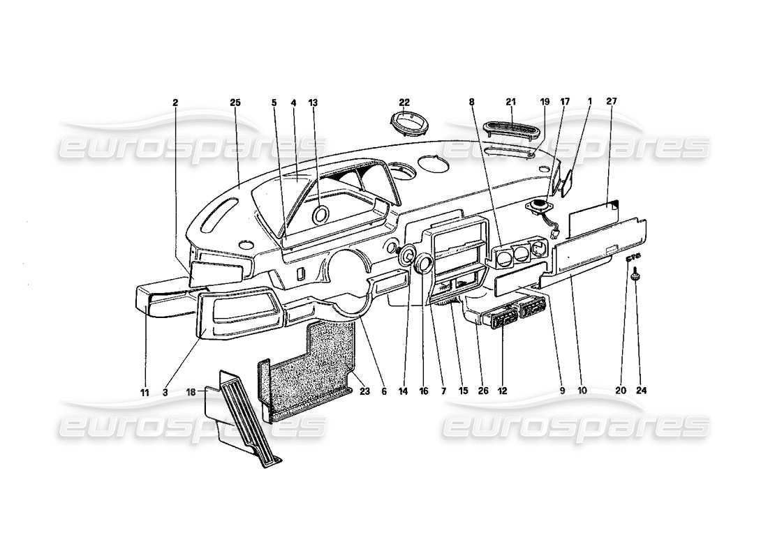 ferrari 328 (1985) tableau de bord schéma des pièces