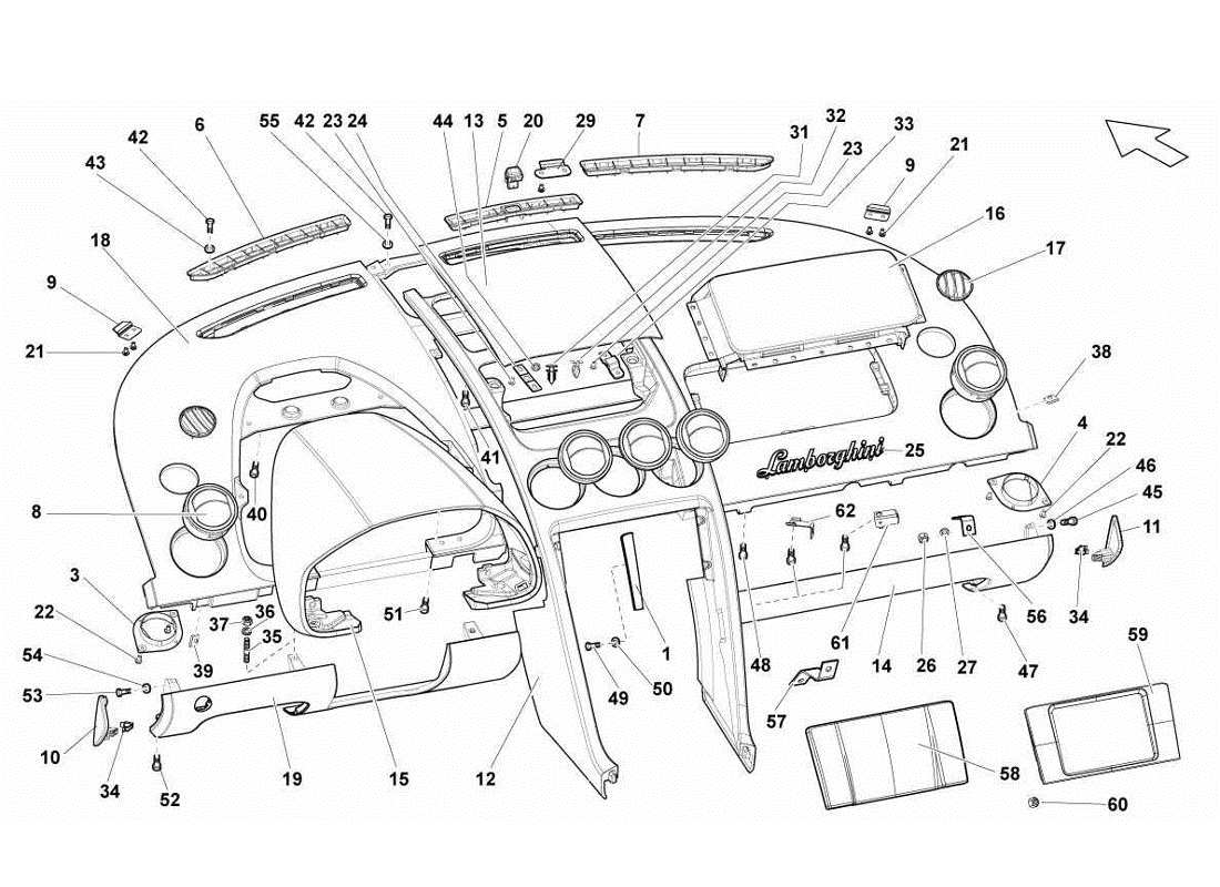lamborghini gallardo lp570-4s perform diagramme des pièces du tableau de bord