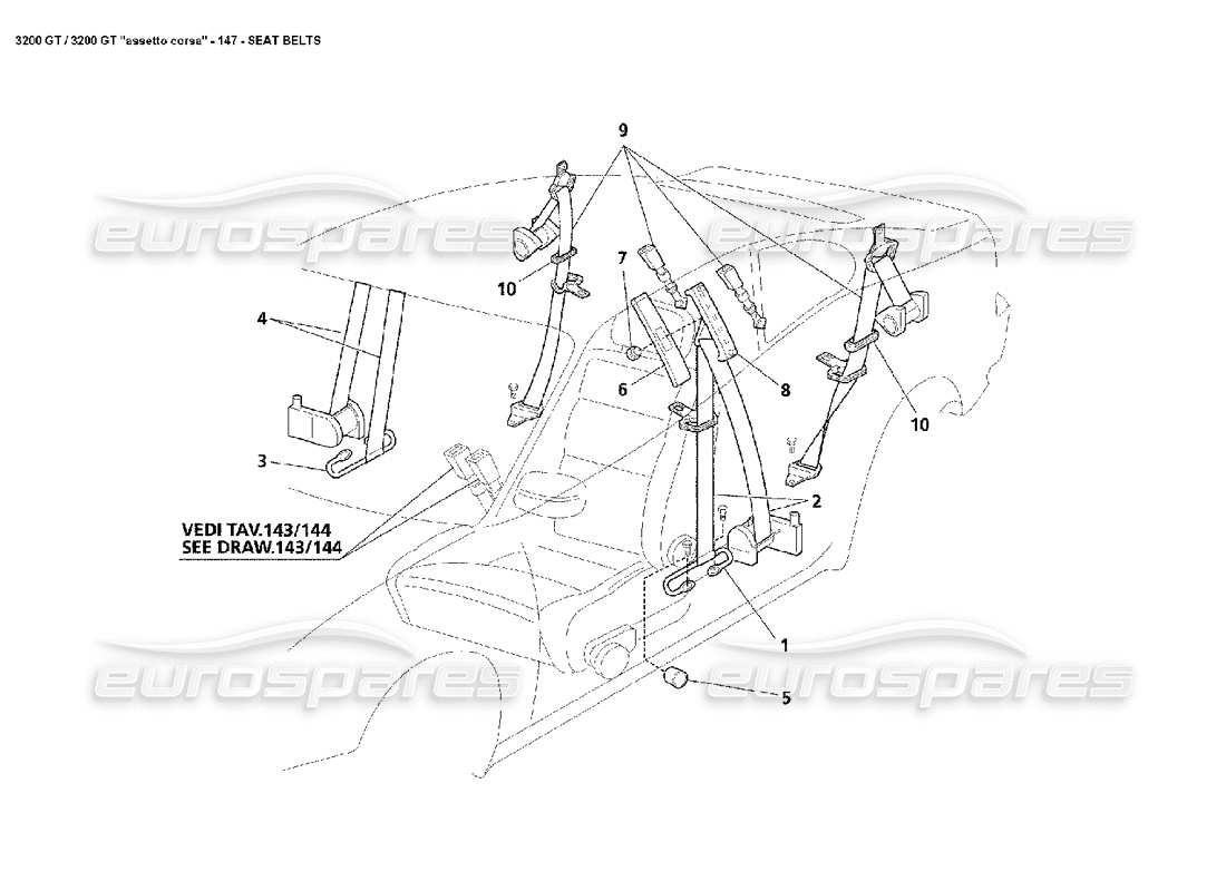 maserati 3200 gt/gta/assetto corsa la ceinture de sécurité schéma des pièces