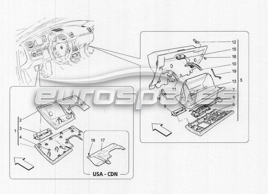 maserati grancabrio mc centenario diagramme des pièces des boîtes à gants