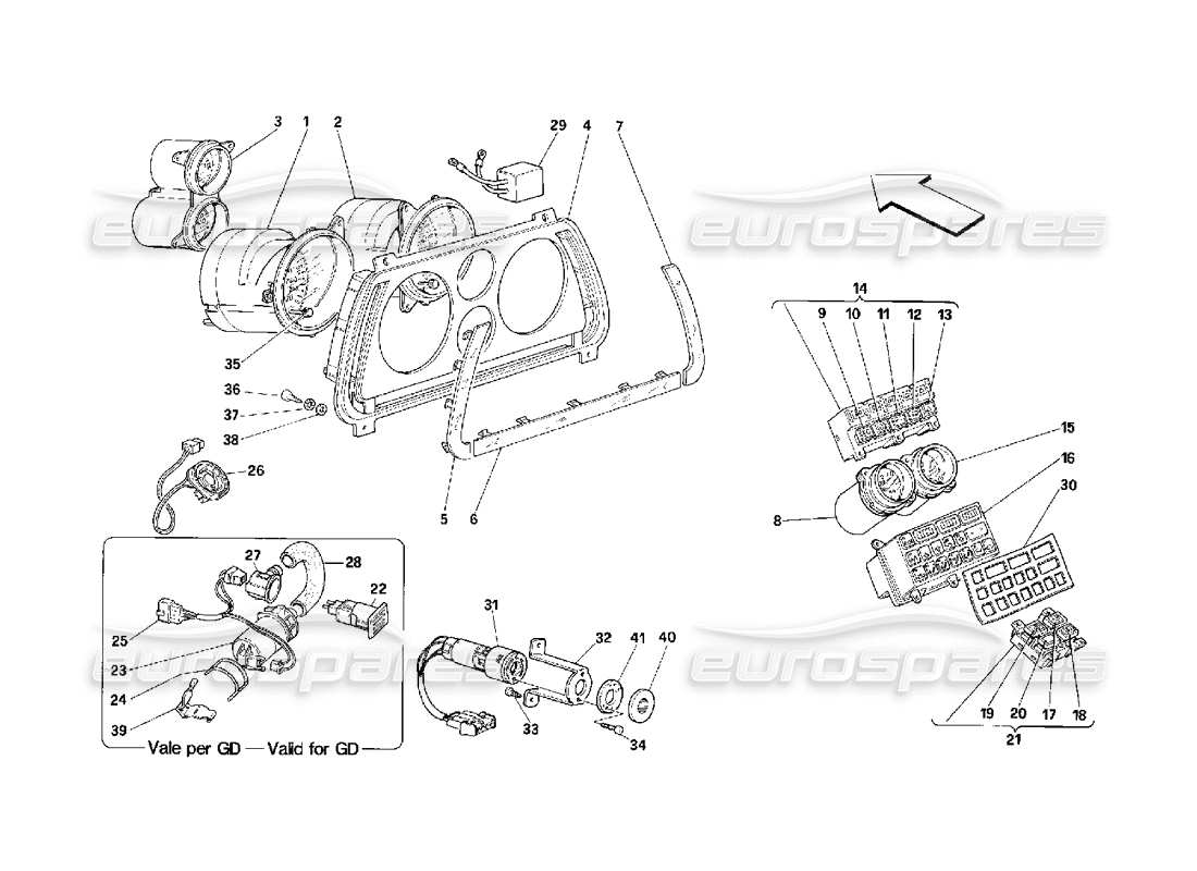 ferrari 348 (2.7 motronic) schéma des pièces des instruments