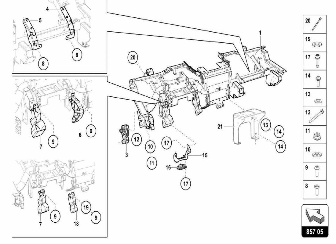 lamborghini centenario spider diagramme des pièces de la traverse intérieure
