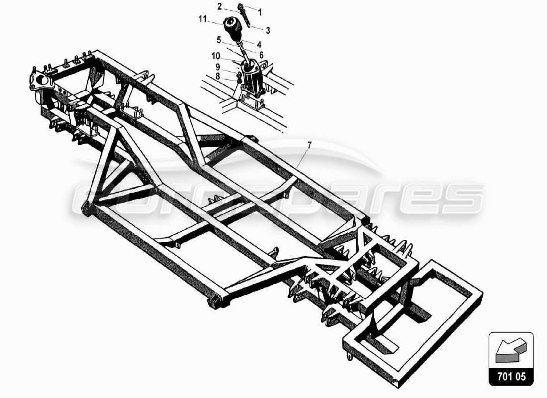 lamborghini 350 gt diagramme des pièces des éléments du cadre central