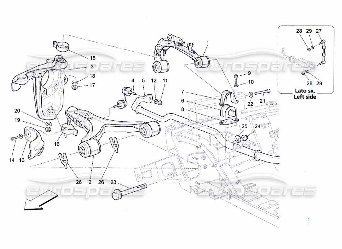 maserati qtp. (2010) 4.7 suspension avant schéma des pièces