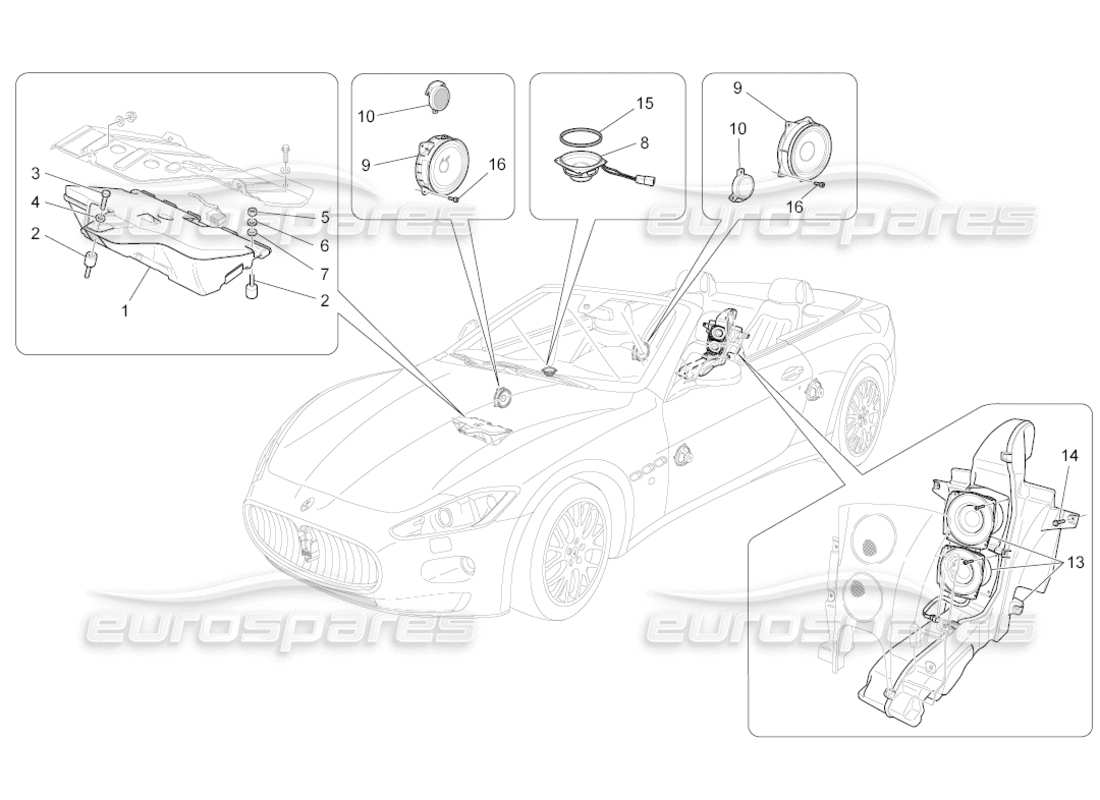 maserati grancabrio (2011) 4.7 schéma des pièces du système de diffusion sonore