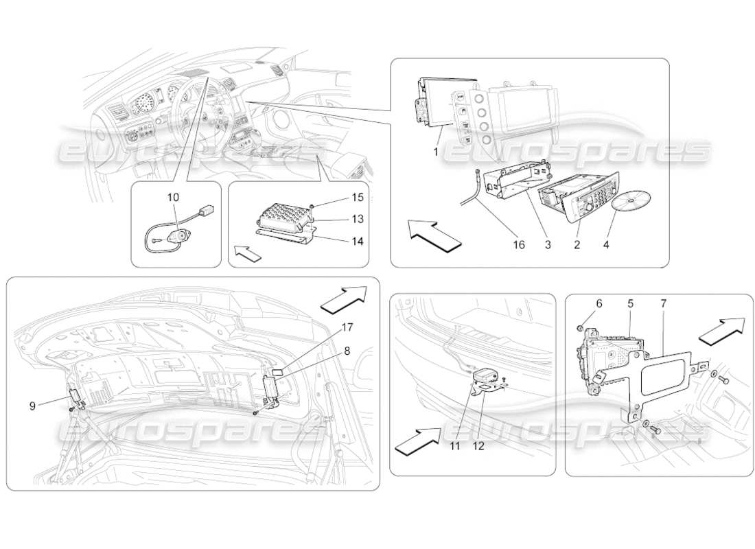 maserati grancabrio (2010) 4.7 diagramme des pièces du système informatique