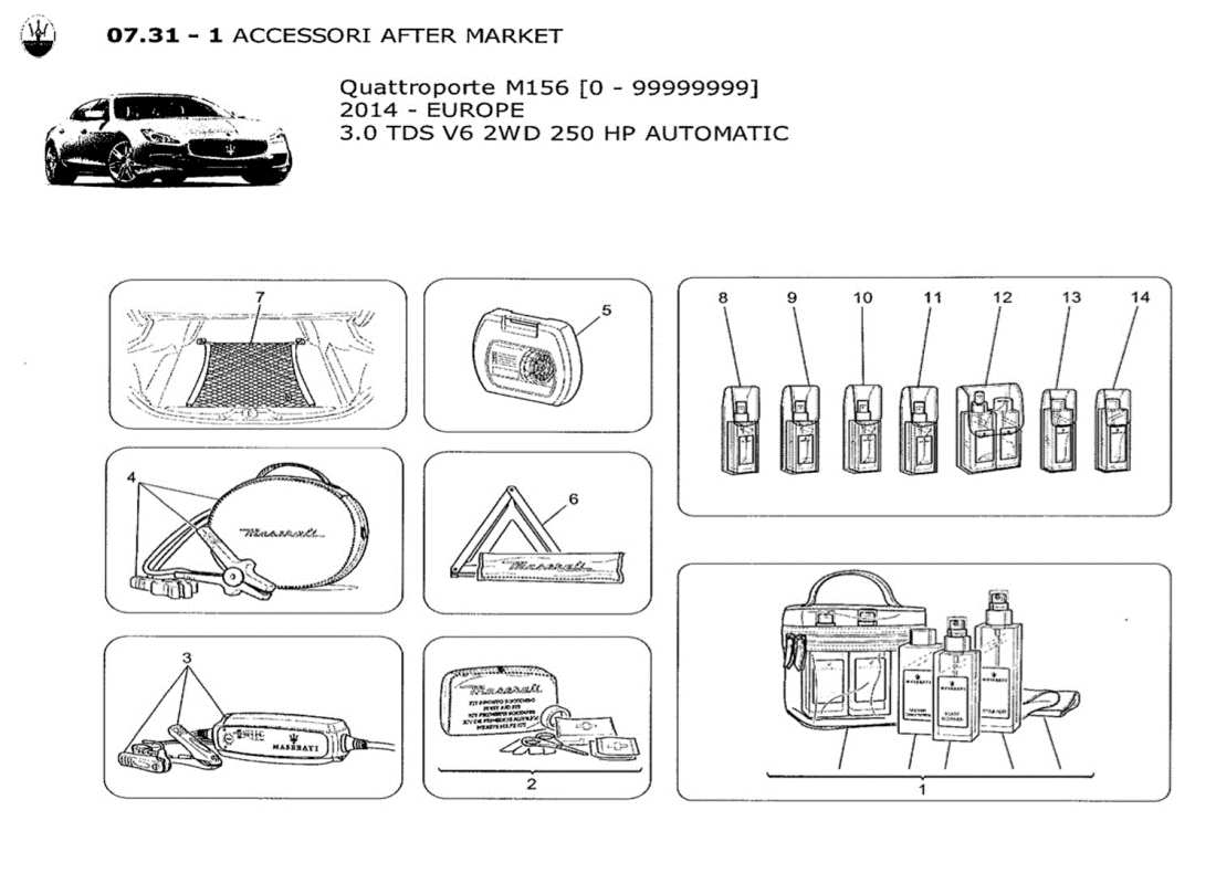 maserati qtp. v6 3.0 tds 250bhp 2014 accessoires après-vente schéma des pièces