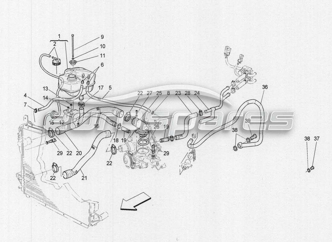 maserati grancabrio mc centenario cooling: pipes part diagram