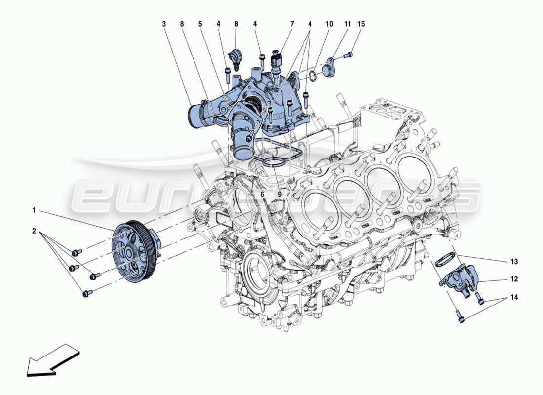 ferrari 488 challenge pompe à eau schéma des pièces