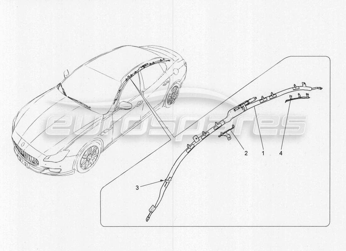 maserati qtp. v8 3.8 530bhp 2014 auto diagramme des pièces du système de sacs à fenêtre