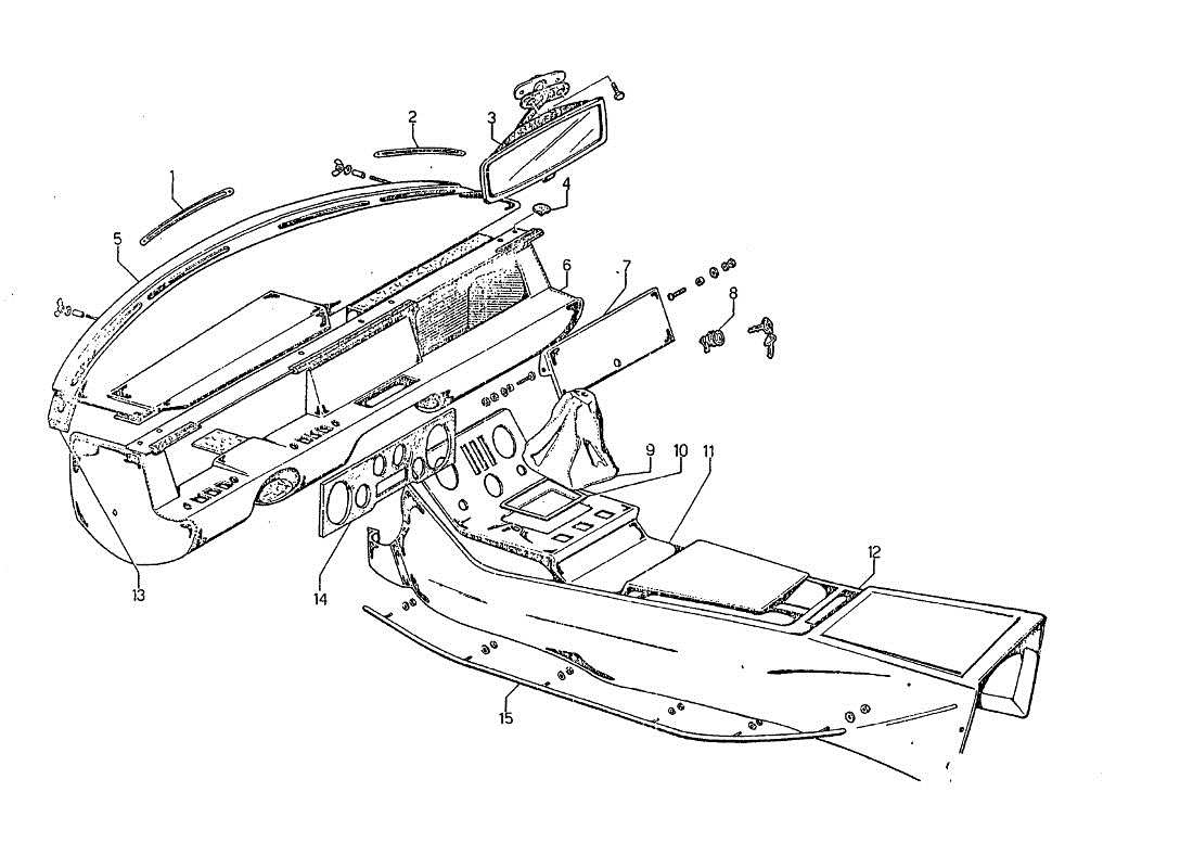 lamborghini jarama plancia portastrumenti e copritunnel schéma des pièces