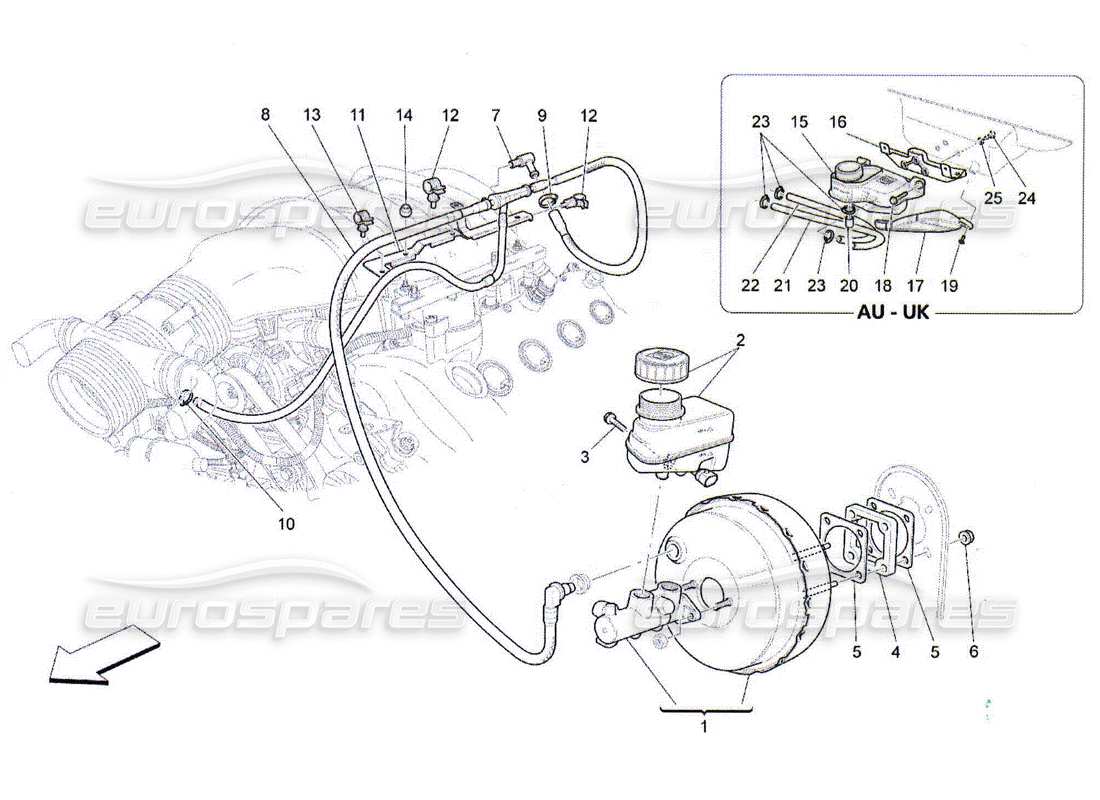 maserati qtp. (2010) 4.2 schéma des pièces du système de servofrein