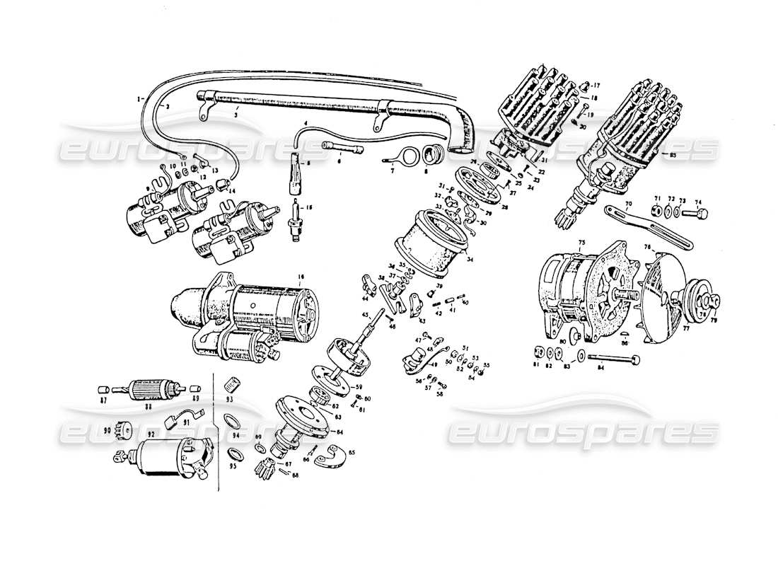 maserati 3500 gt moteur d'équipement électrique schéma des pièces