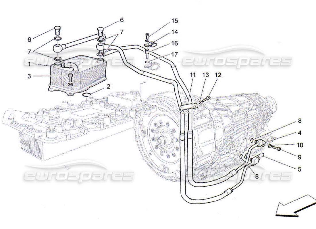 maserati qtp. (2010) 4.2 schéma des pièces de lubrification et de refroidissement de l'huile de boîte de vitesses
