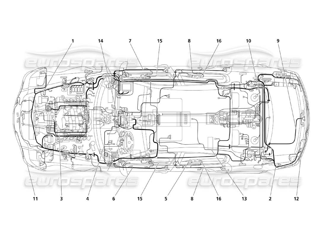 maserati qtp. (2003) 4.2 schéma des pièces des câbles principaux