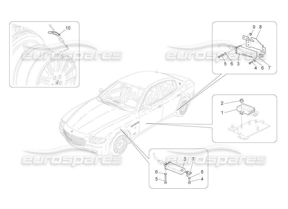 maserati qtp. (2010) 4.2 auto système de surveillance de la pression des pneus schéma des pièces