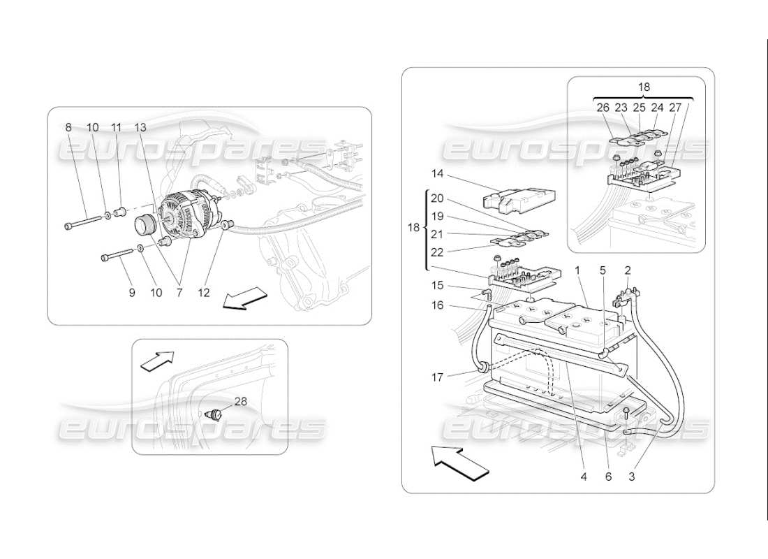 maserati qtp. (2010) 4.7 auto diagramme des pièces de production et d'accumulation d'énergie