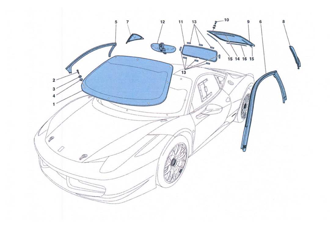 ferrari 458 challenge cristaux et sceaux schéma des pièces