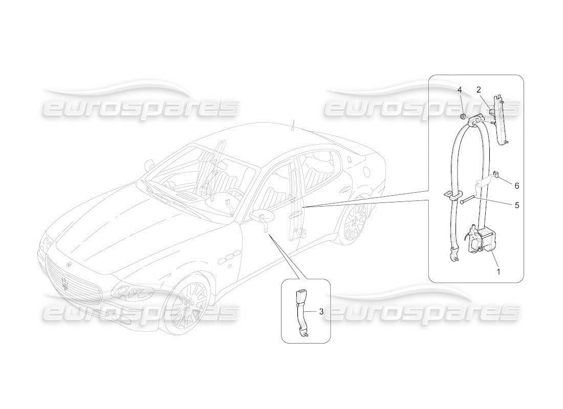 maserati qtp. (2011) 4.2 auto schéma des pièces des ceintures de sécurité avant