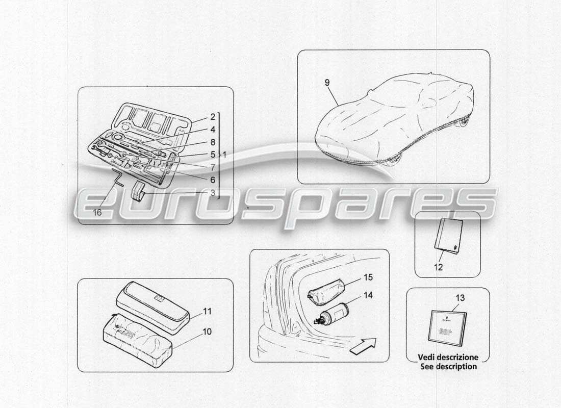 maserati grancabrio mc centenario schéma des pièces d'équipement standard